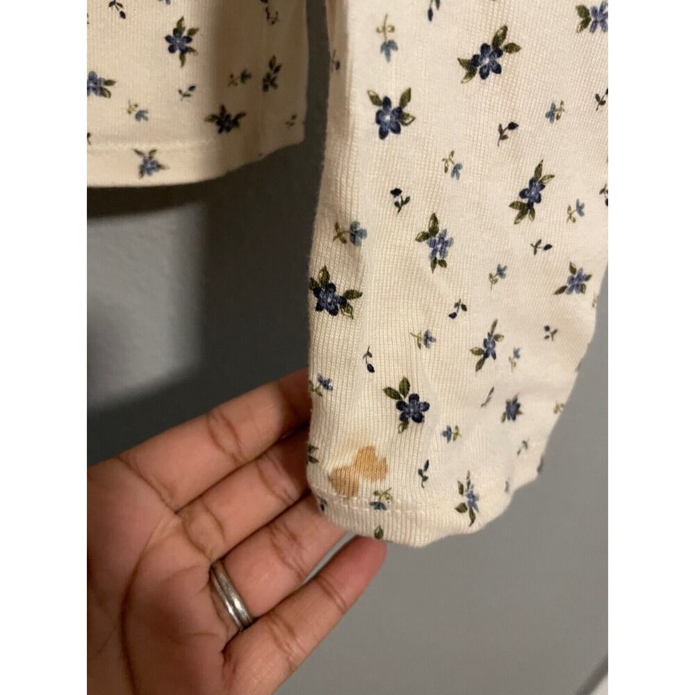 VTG White Stag Womens Top Small Cream Floral Long Sleeve Cottagecore 90s FLAW - Picture 3 of 7